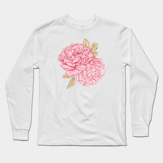 Pink Peonies Long Sleeve T-Shirt by LauraOConnor